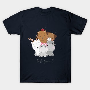 cute best friend cartoon animals T-Shirt